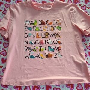 SHEIN Pink Animal Alphabet Tee